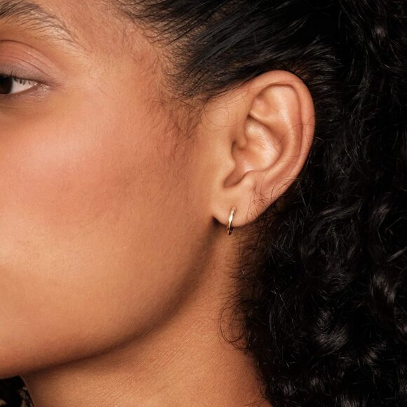 14K Gold Plated Ear Cuff | Gold Huggie Earrings for Women | Dainty Cuff Earrings - Picture 2 of 5